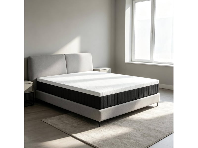  Matelas 2 places 140x190 cm – blanc et gris – ressorts ensachés 7 zones et mousse à mémoire de forme  - Conforama E