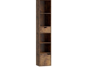 Bibliothèque 30x24x158 cm 6 niveaux avec tiroir et porte panneau de particules marron rustique