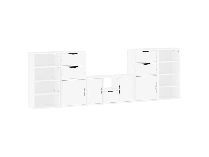  Meubles tv - banc tv - meuble de rangement 5 pcs avec rangement odda blanc bois de pin massif  - Conforama A