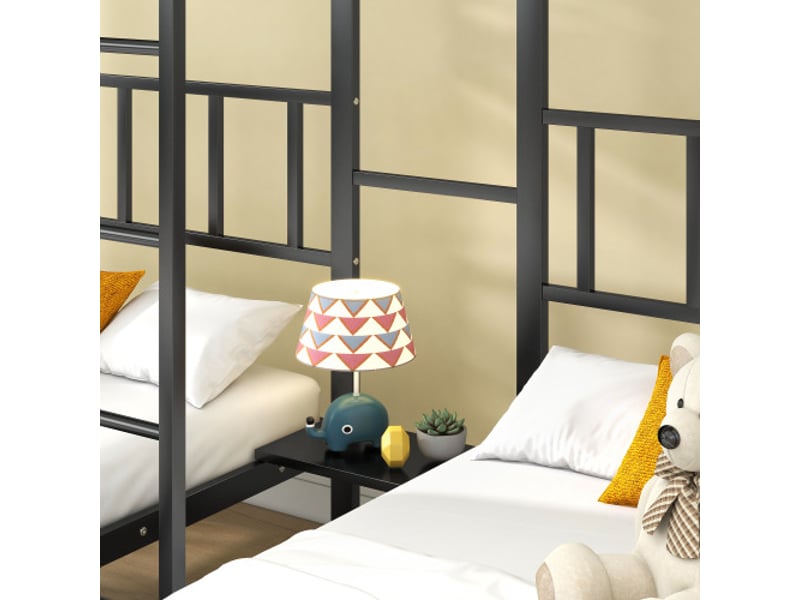  Lit superposé 90x200 cm*3 en métal, charge de 100 kg, noir  - Conforama C