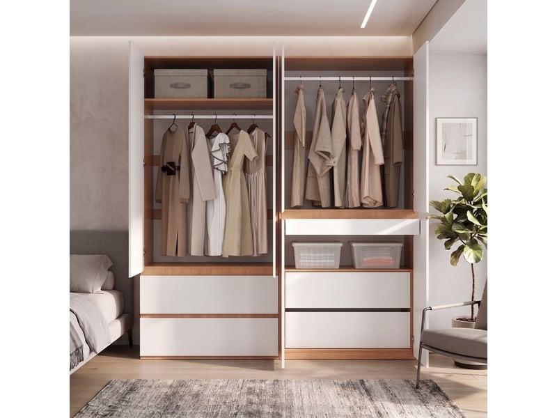  Armoire — blanche — 180 × 50 × 200 cm — 6 portes — 5 tiroirs  - Conforama D
