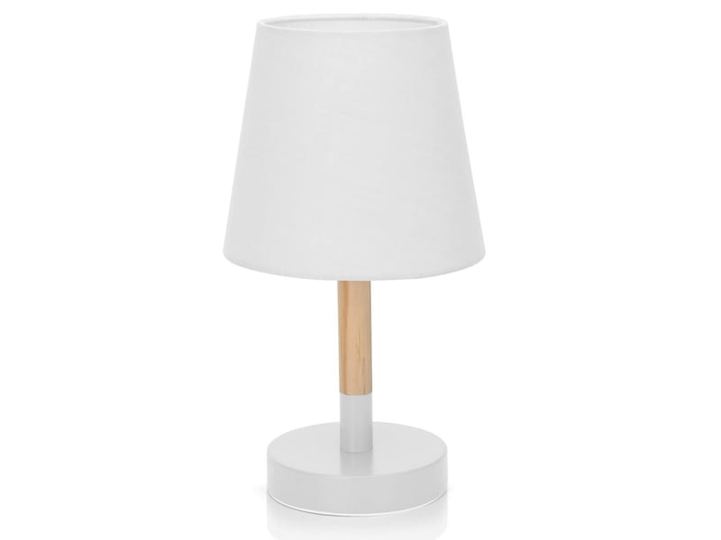  Lampe de table moderne en bois avec abat-jour en tissu blanc  - Conforama A