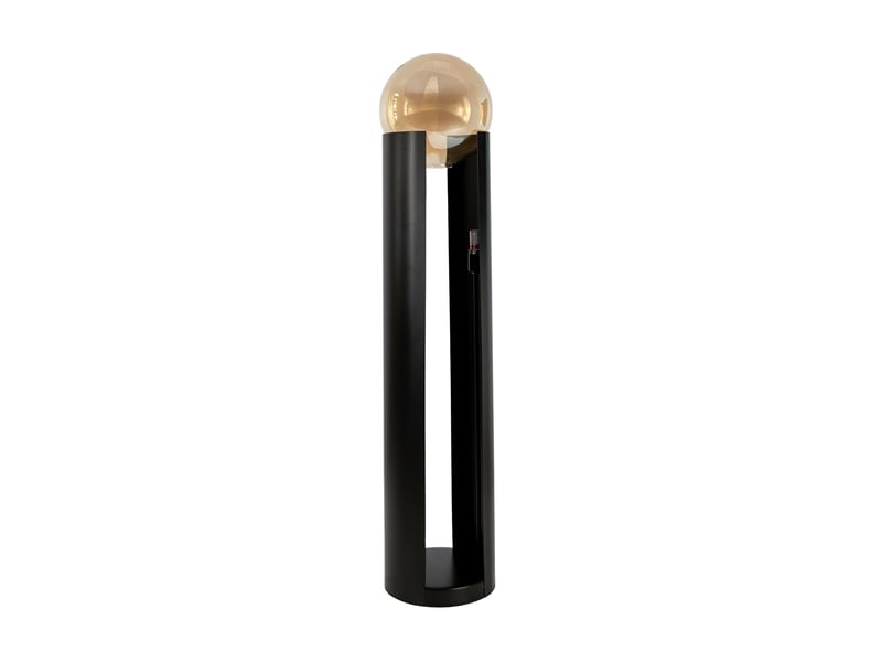  Lampadaire en verre fumé ambré et acier noir 8108 - Conforama E