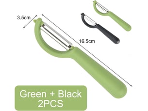 Vert+noir éplucheur universel (2 pcs), éplucheur pivotant en acier inoxydable, couteau cuisine avec lame tranchante pour légumes fruits