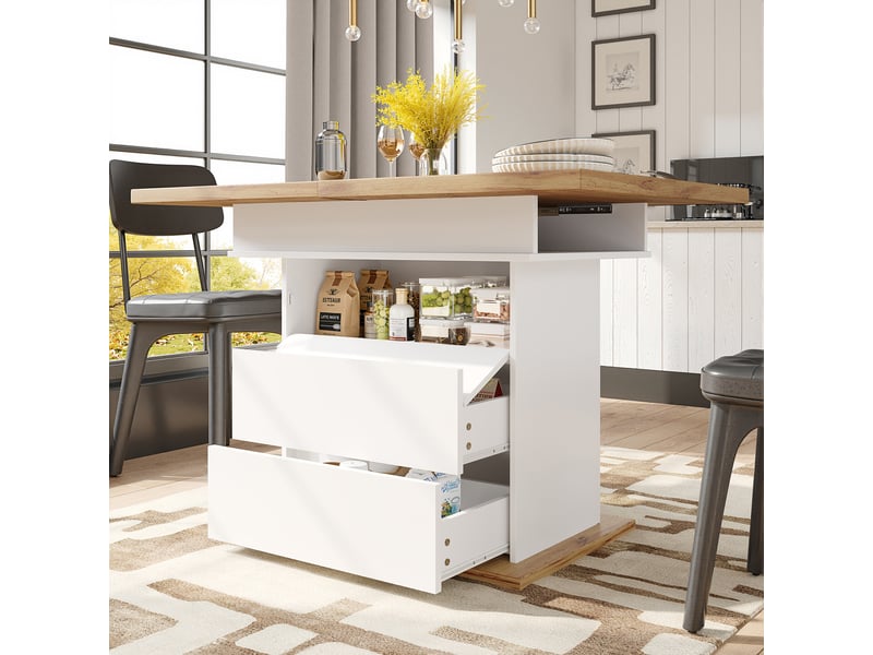 Table de séjour rectangulaire avec allonge blanc - 80x110-140max.cm mdf table blanc - Conforama D