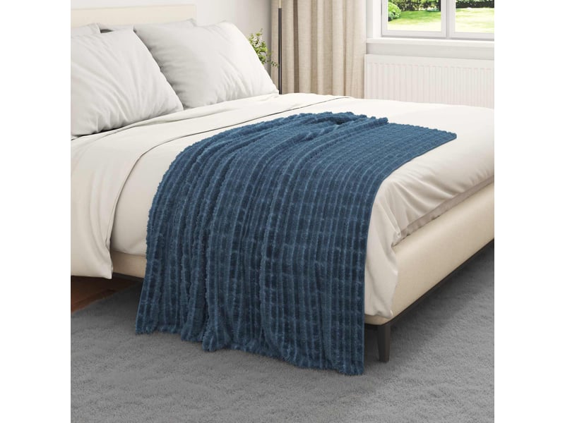  Couverture jetée de canapé bleu marine 150x130 cm 0.5 kg toison  - Conforama C