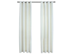 Lot de 2 rideaux occultants, rideaux black-out avec anneaux velours crème 140x175 cm cf44823