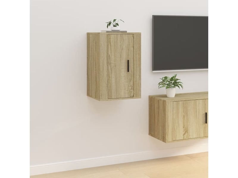  Lot de 2 meuble tv mural, meuble tv suspendu chêne sonoma 40x34,5x60 cm  - Conforama C