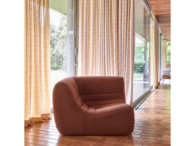 Chauffeuse d'angle bouclette texturée 1 place terracotta - sokol  - Conforama C