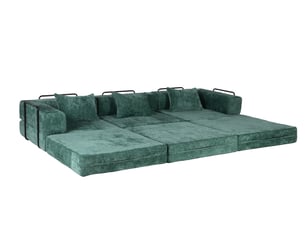 Canapé droit compressible convertible en lit, structure fixe, modulable sans armature, sans montage, tissu chenille, pour salon et chambre, vert foncé