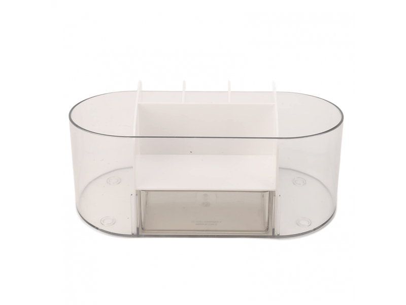  Organiseur de maquillage de bureau transparent à compartiments pour cosmétiques et soins de la peau (blanc)  - Conforama E