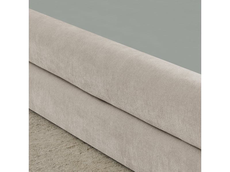  Lit simple 90 x 200 cm en chenille douce, tête de lit ergonomique et structure renforcée, mousse, beige, sans matelas  - Conforama E