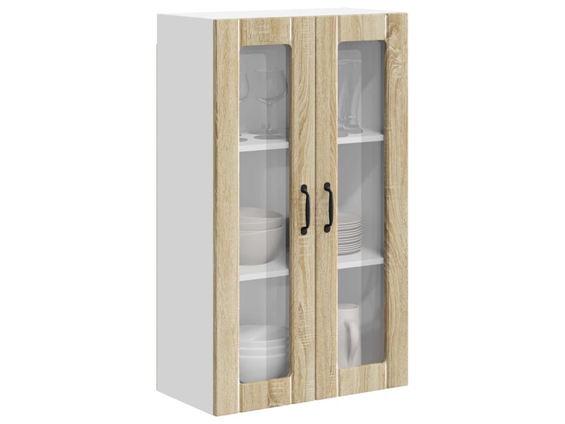  Meuble mural de cuisine, cabinet en verre mural chêne sonoma 60x31x100cm shl1001  - Conforama C