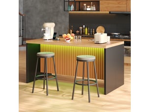 Îlot de cuisine avec led, prises et ports usb, plan épais, pour cuisine ouverte, noir naturel, 155 × 80 × 90 cm