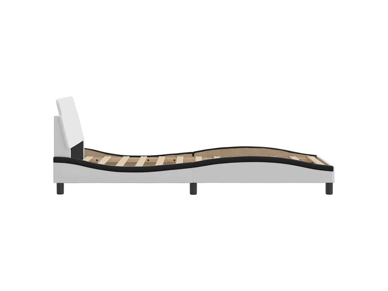  Lit simple- lit adulte -  cadre de lit dover blanc et noir 90x200 cm similicuir  - Conforama D