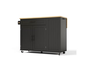 Desserte de cuisine 130x45x93 cm plateau rabattable mdf noir