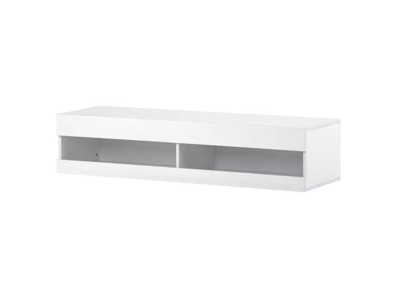  Meuble tv mural blanc avec éclairage led intégré et structure mdf  - Conforama R