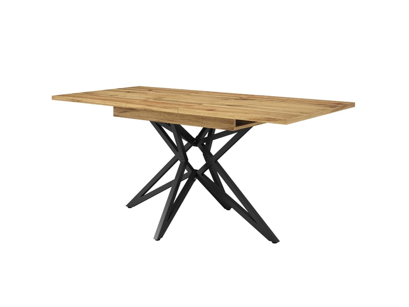  Ensemble table et chaises avec table extensible et 4 chaises, en mdf et métal couleur noyer  - Conforama A