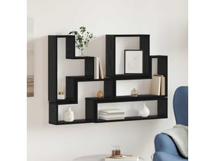 Étagère flottante, étagère suspendue montage mural chêne noir 96 x 12 x 64 cm cf42521