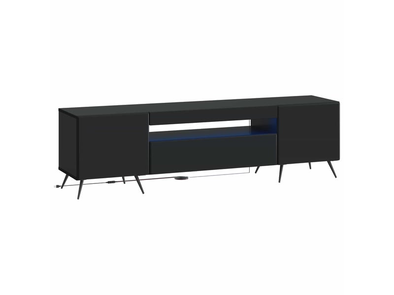  Meuble tv - banc tv - meuble de rangement led noir bois d'ingénierie  - Conforama A