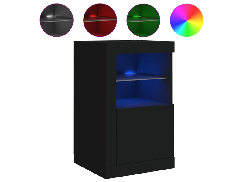  Armoires latérales et lumières led 2 pcs noir bois d'ingénierie  - Conforama E