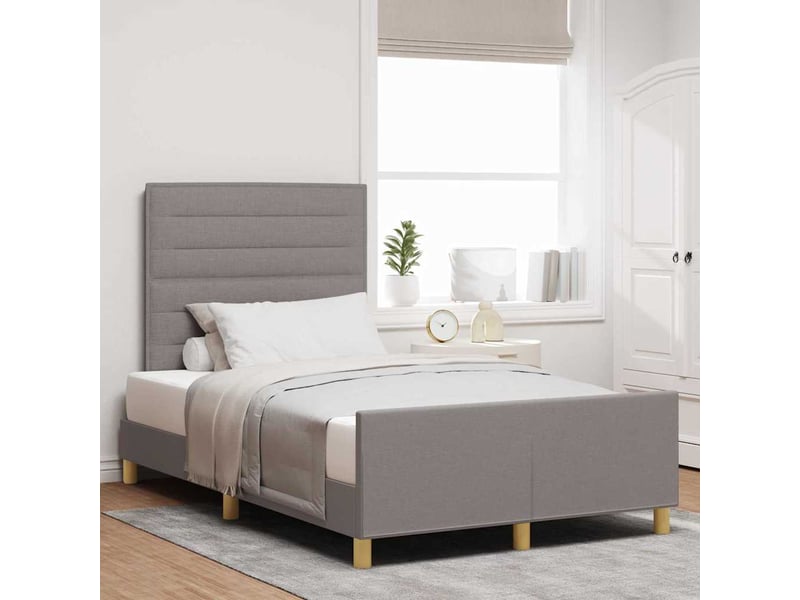 Lit simple | lit adulte | cadre de lit avec tête de lit taupe 120x190 cm tissu - Conforama B