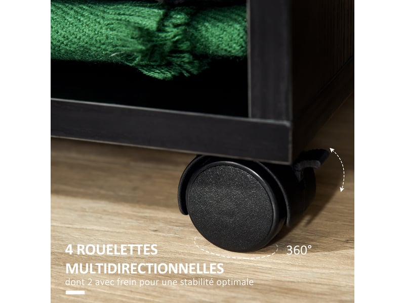  Lot de 2 portants à vêtements penderie mobile avec roulettes 2 niches + espace grand penderie en bois noir  - Conforama E