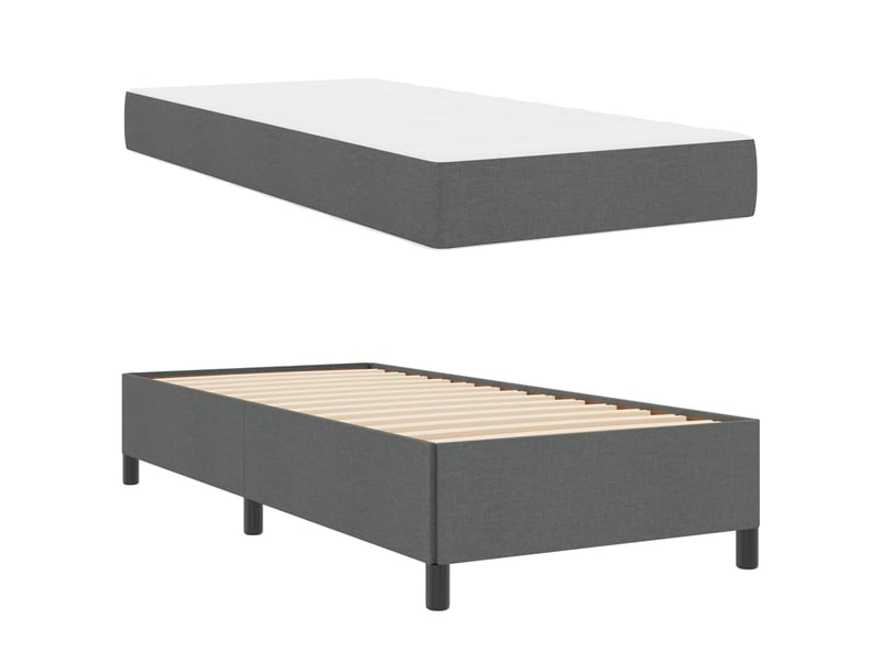  Lit simple- lit adulte -  lit à ressorts gris foncé 100 x 200 cm tissu  - Conforama D
