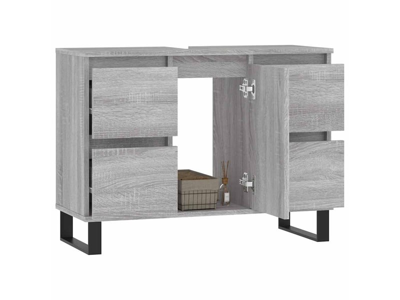  Meuble salle de bain rangement, commode sonoma gris 80x33x60 cm bois d'ingénierie shl1378  - Conforama C