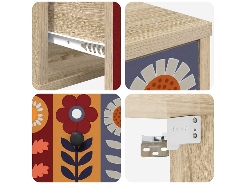  Table de chevet - cabinet de chevet - table de nuit mural essen chêne sonoma 36 x 33 x 25 cm  - Conforama E