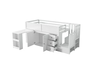 Lit avec rangement 90x200 cm BEAOK   coloris blanc