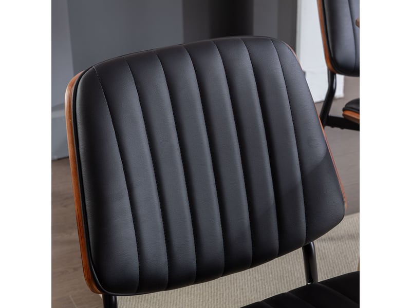  Lot de 2 chaises de salle à manger en similicuir pu noir et bois courbé DE1849BK - Conforama D