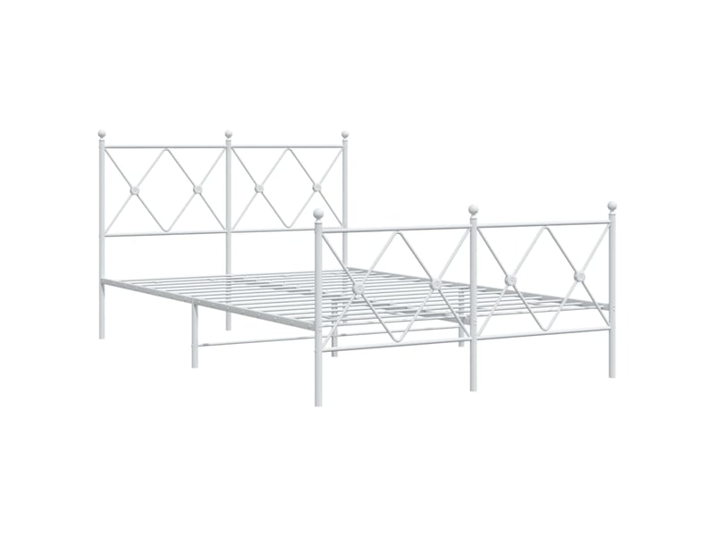 Lit double- lit adulte -  cadre de lit métal sans matelas et pied de lit blanc 120x190 cm  - Conforama B