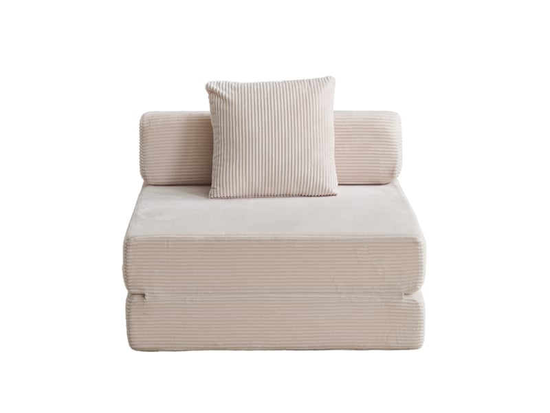  Canapé de sol convertible 92.5x92.5x60 cm 1 place velours côtelé blanc  - Conforama A