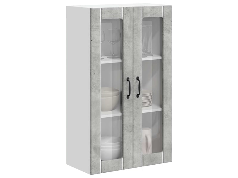  Meuble mural de cuisine, cabinet en verre mural gris béton 60x31x100cm shl2772  - Conforama C