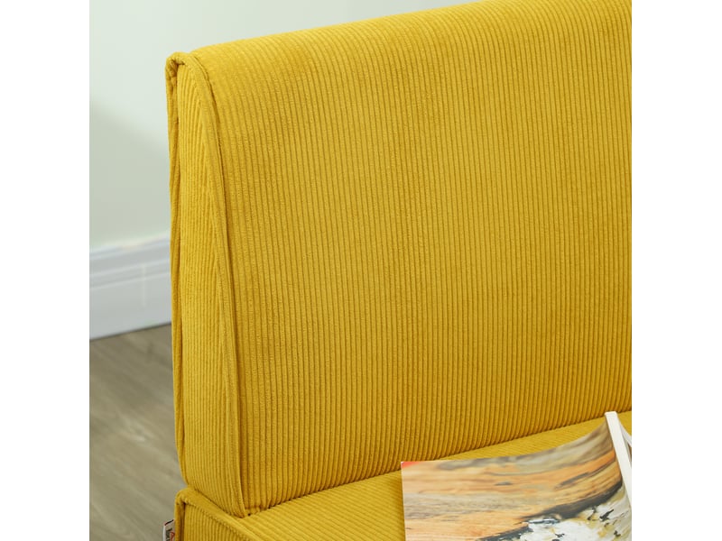  Canapé 2 places 110x62x85 cm jaune en polyester côtelé, sans accoudoirs, pieds en bois et assise en mousse  - Conforama E