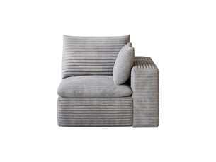 Fauteuil 1 place gris en velours côtelé 90x90x60 cm