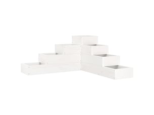 Jardinière - bac à fleurs 4 niveaux 80,5x79x36 cm blanc bois de pin massif