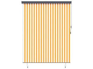 Store enrouleur, store à rouleau blanc et orange 200 x 250 cm tissu et aluminium cf44955