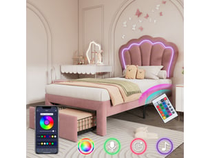Lit simple 90x200 cm <strong>REDOM</strong>  <strong></strong> coloris rose