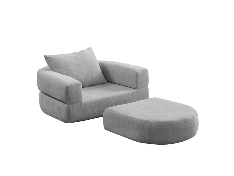  Chauffeuse convertible 1 place avec coussin gris clair 101x90x41 cm W3607P448965 - Conforama B
