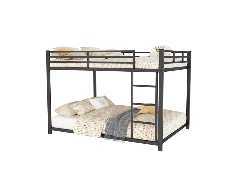 Lit superposé enfant 140 × 200 cm 2 places avec barrières de sécurité, sans matelas, en métal, noir - Conforama A