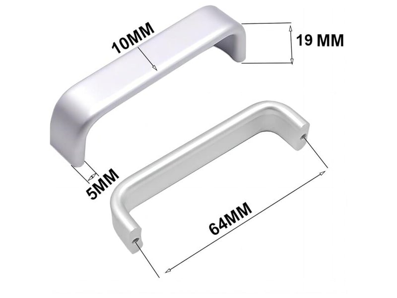  (64 mm), lot de 10 poignées de portes d'armoires de cuisine en mini aluminium, poignées de tiroirs de meubles de chambre à coucher.  - Conforama A