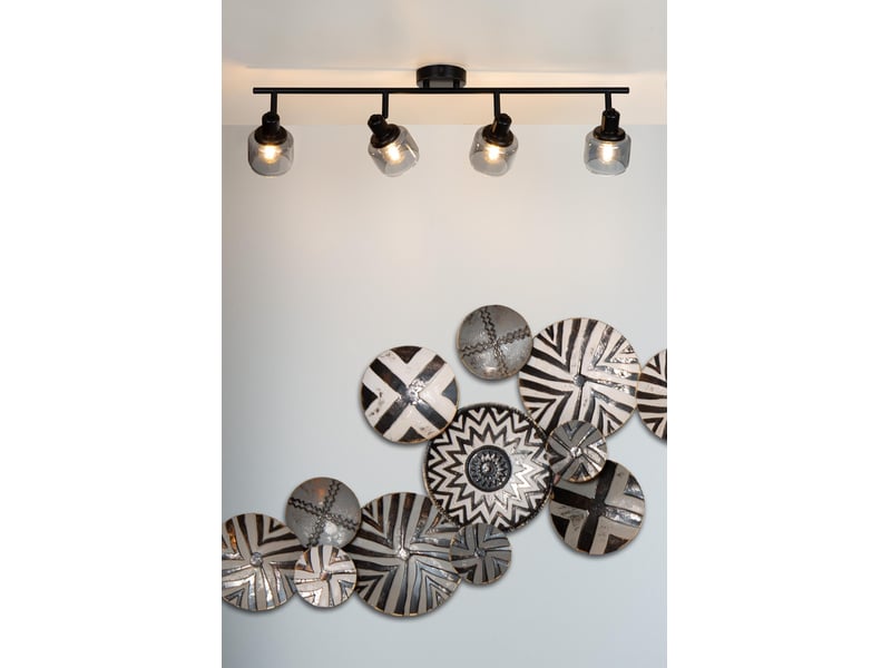 Spot plafond 4xe14 noir mat fumé - lucide - bjorn  - Conforama C