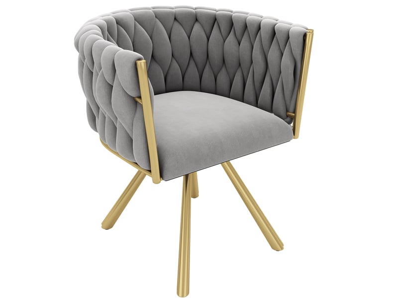  Lot de 4 chaises de salle à manger pivotantes 59x54x72 cm, revêtement en velours, pieds métalliques gris et dorés, style élégant  - Conforama A