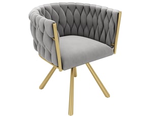 Lot de 4 chaises de salle à manger pivotantes 59x54x72 cm, revêtement en velours, pieds métalliques gris et dorés, style élégant