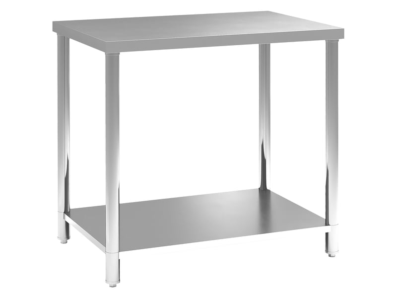  Table de jardin, table de travail acier inoxydable argent 90x60x86cm  - Conforama B