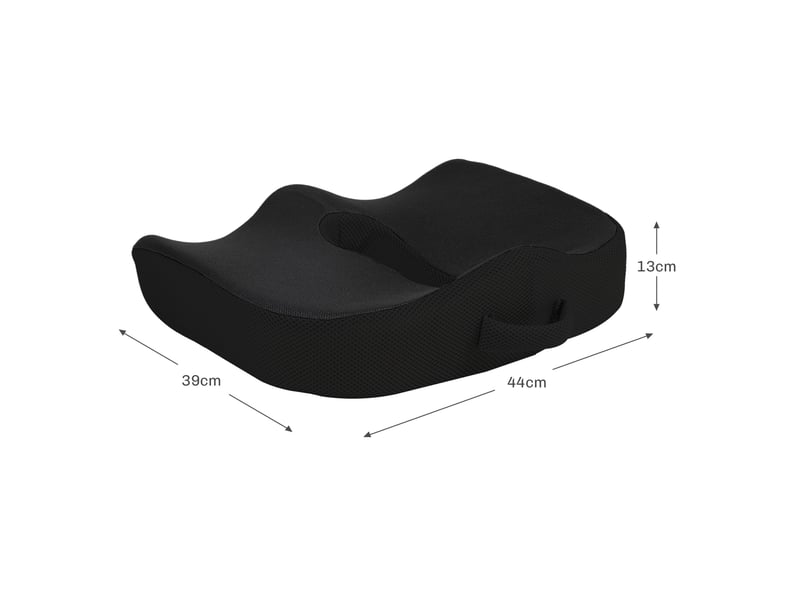  Coussin d'assise ergonomique 44 x 39 x 13 cm noir en polyester, mousse à mémoire de forme, déhoussable  - Conforama C