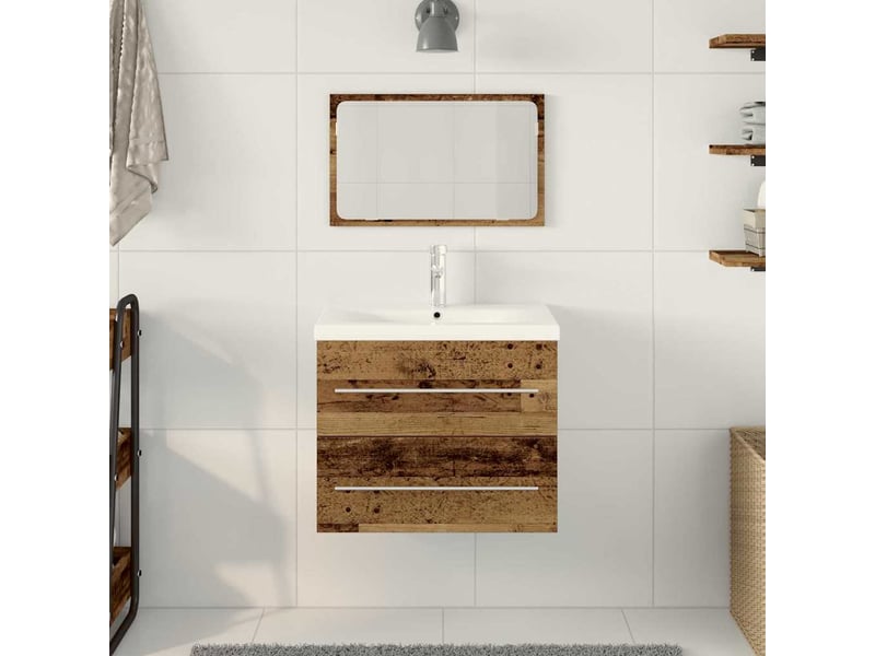  Meuble de lavabo de salle de bain, armoire de bain 2 pc bois ancien cf65493  - Conforama D