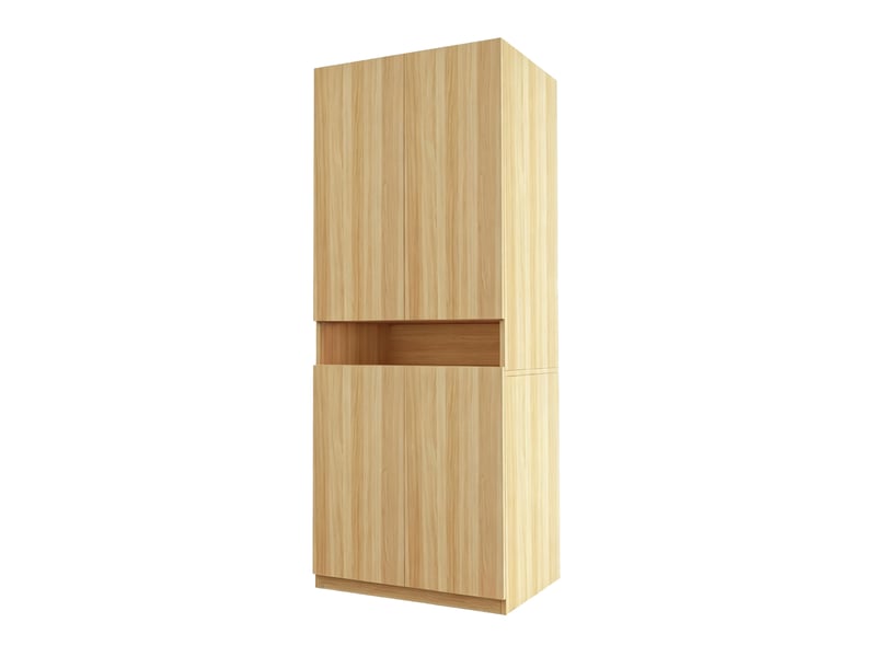  Armoire 70x55x180 cm à 2 portes avec éclairage led, espace de rangement et penderie, mdf, naturel, petit compartiment  - Conforama A